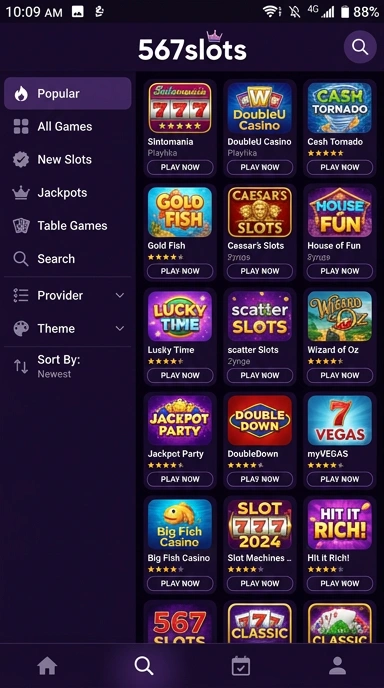Tampilan katalog aplikasi 567slots