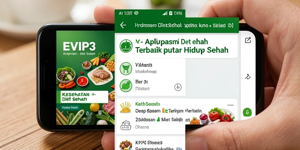 Tampilan antarmuka aplikasi EVIP3 untuk Diet Sehat yang menarik dan fungsional.