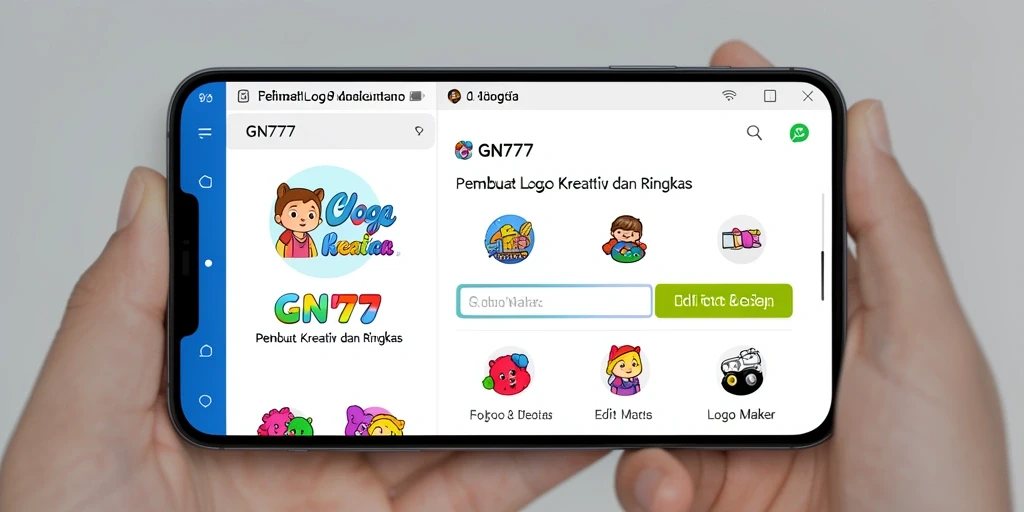Antarmuka GN777 yang intuitif untuk pembuat logo.