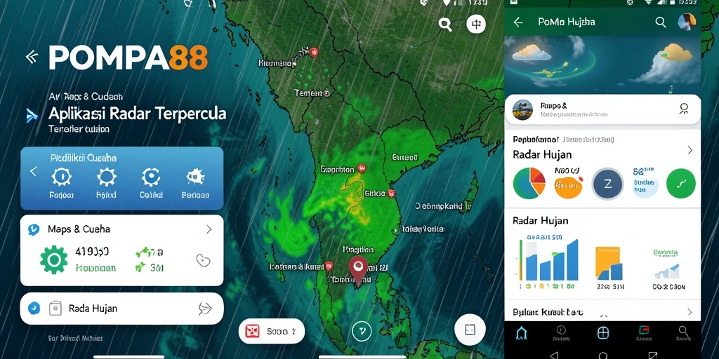 Tampilan antarmuka aplikasi Radar Hujan POMPA88 yang informatif.