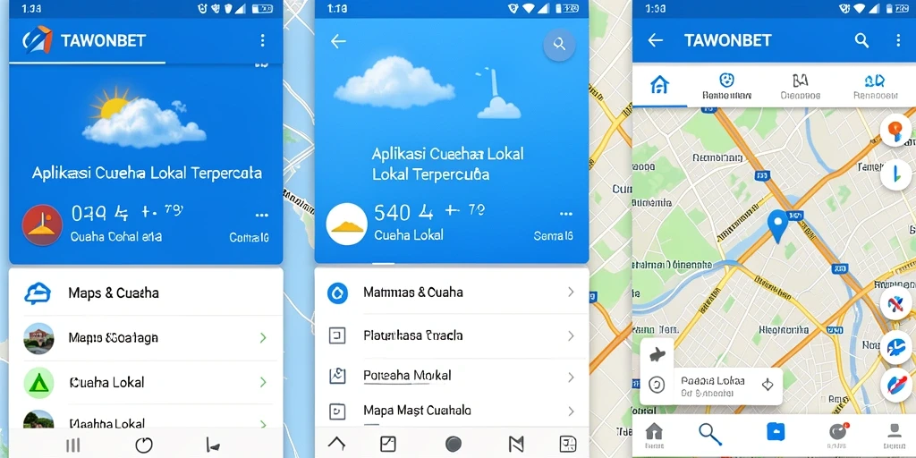Tampilan antarmuka TAWONBET yang menampilkan informasi cuaca lokal.