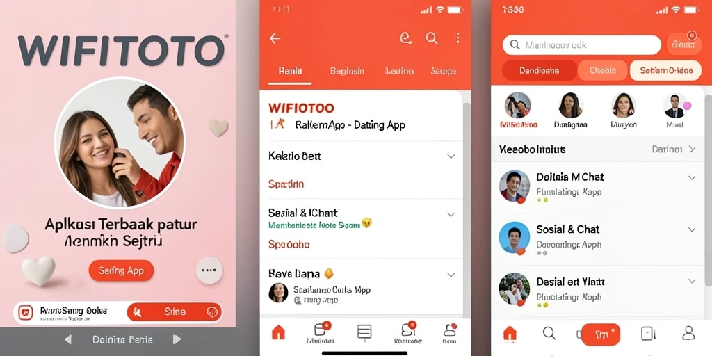 Antarmuka modern dan interaktif dari aplikasi WIFITOTO untuk Dating App.